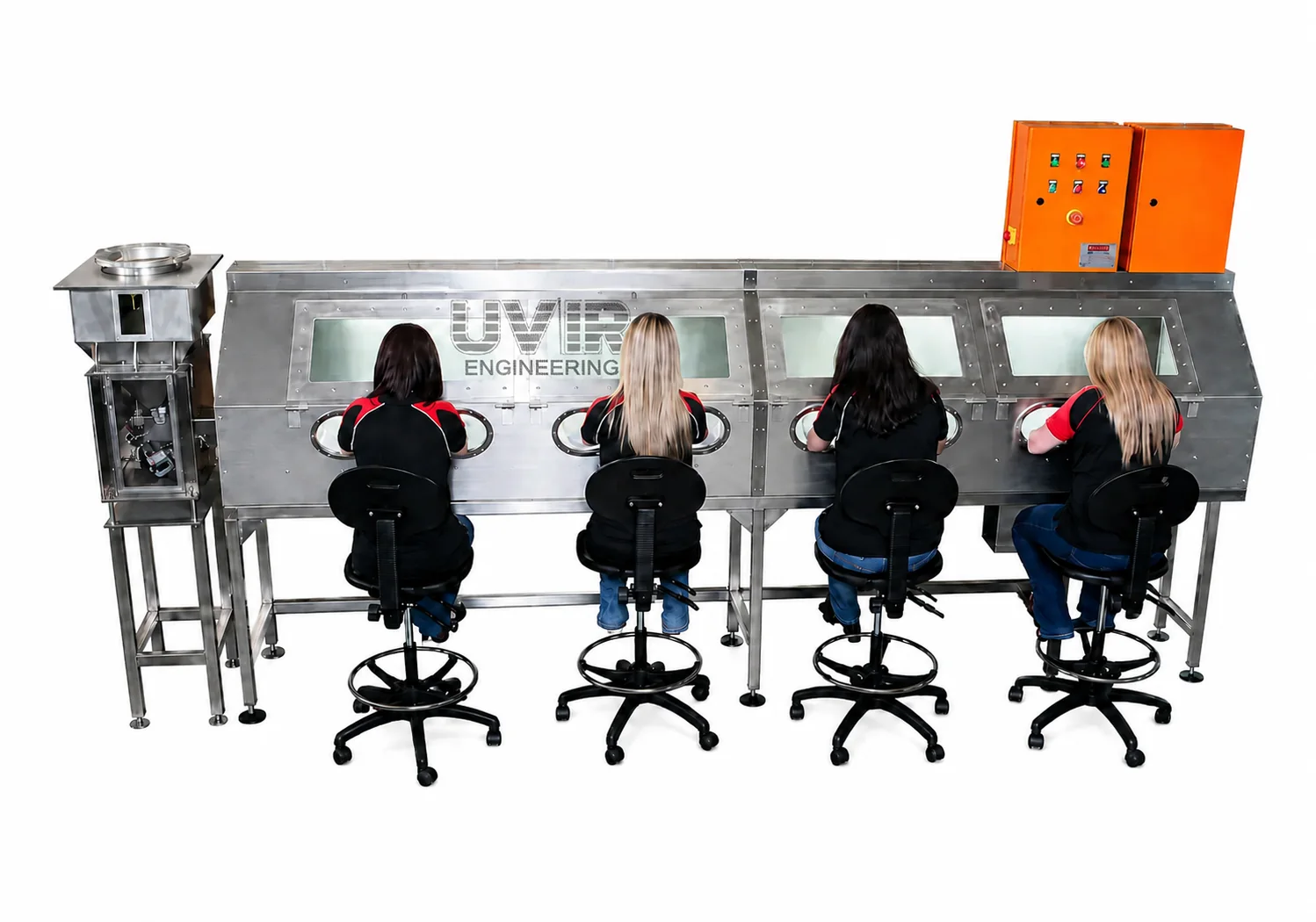 stainless_uvir_engineering_workstation-web-optimised UV/IR Engineering industrial workstation with four operators